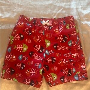 OP Kids Swim Trunks - Red with Colorful Fish